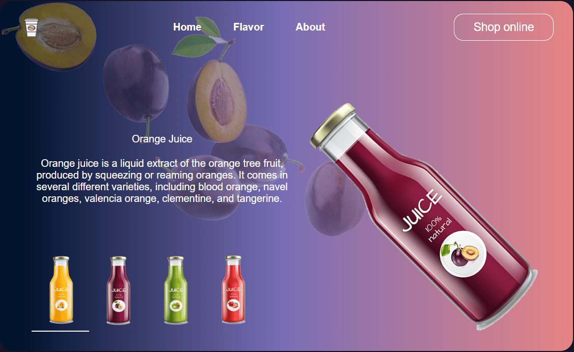 Fruit Juice Landing Page Using HTML CSS And Js