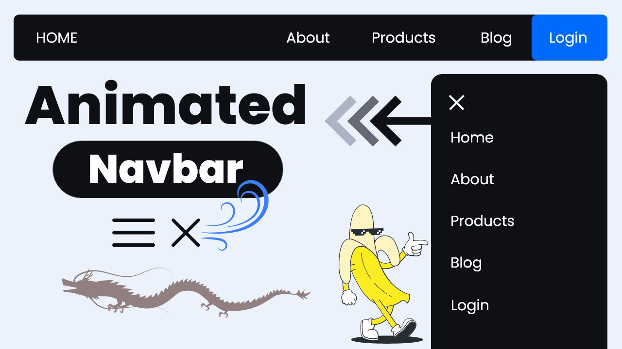 Create a RESPONSIVE NAVBAR with sidebar animation