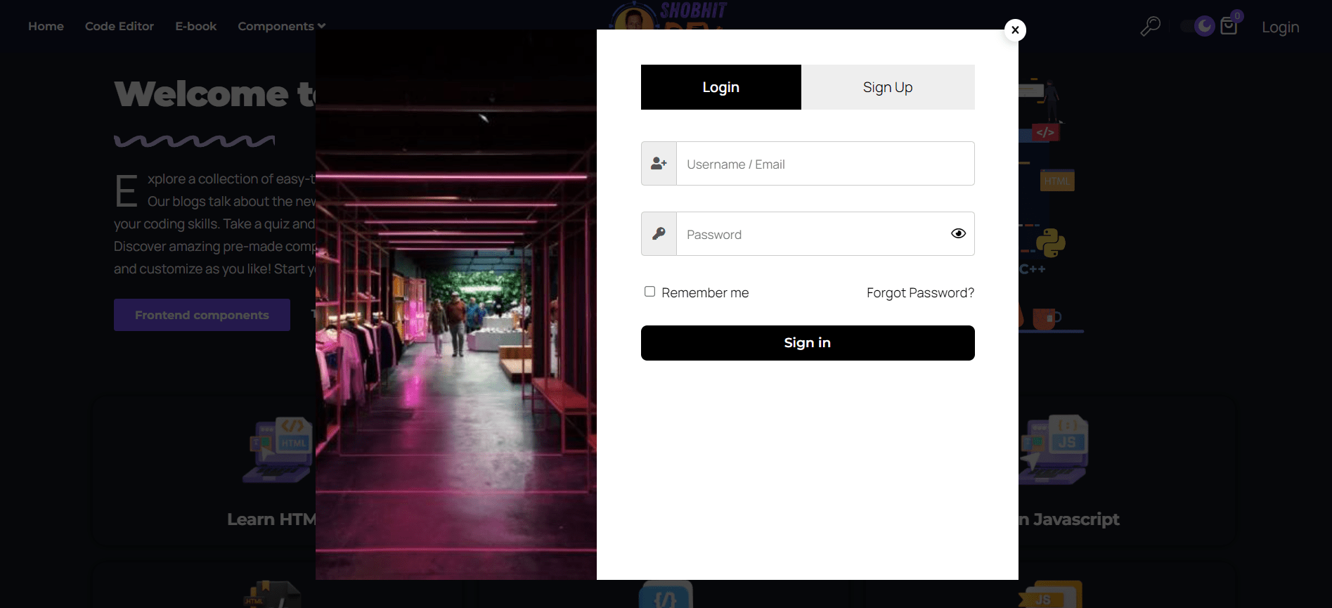 Login and Sign-Up Pop-up